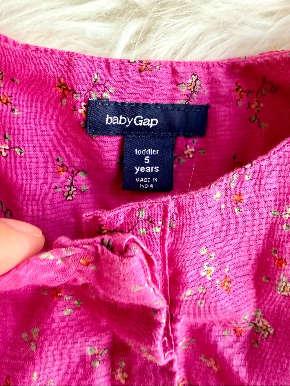 BabyGAP Hot Pink Floral Cap-Sleeve Cotton Dress Size 5T - Picture 3 of 4